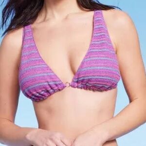 Shade & Shore Women's Crochet Triangle Bikini Top Purple Size D/DD (8-10) NWT